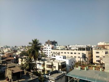 Cityscape against clear sky