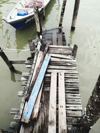 High angle view of pier over lake