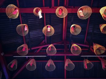 Red lanterns hanging at night