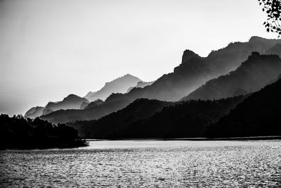 Scenic view of lake and mountains