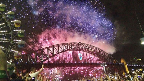 Low angle view of firework display