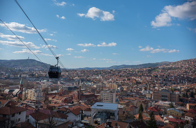 High angle view of townscape against sky