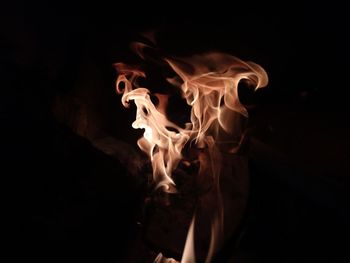 Close-up of bonfire against black background