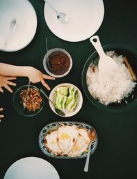 High angle view of food on table