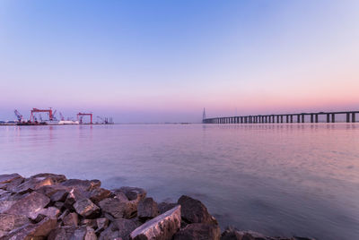 Scenic view of sea against sky during sunset