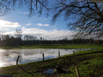 Scenic view of lake against sky