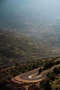 High angle view of road amidst landscape