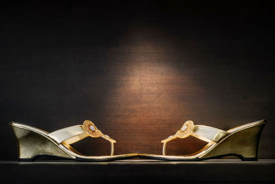 High angle view of books on table against black background