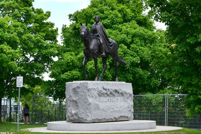 Low angle view of statue in park