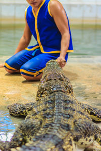 Midsection of woman in water