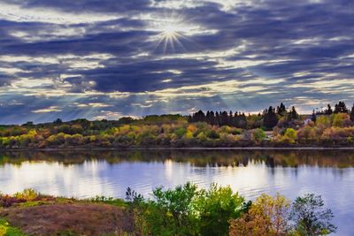 Scenic view of lake against sky