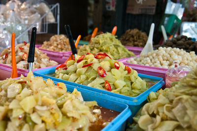 Food for sale at market stall