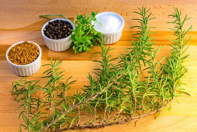 High angle view of food on table