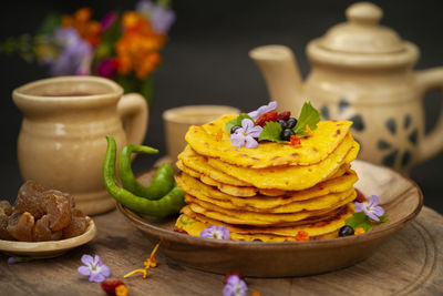 Close-up of cake on table