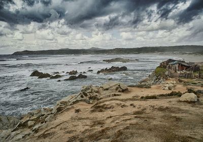 Scenic view of beach against sky