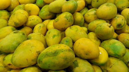 Full frame shot of lemons at market stall