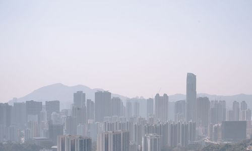 Cityscape against clear sky