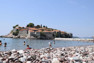 Scenic view of sea against clear sky