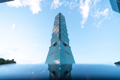 Low angle view of modern building against sky