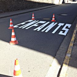 Road sign on road