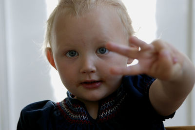 Close-up portrait of cute boy