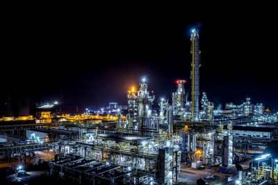 Long exposure of petrochemical plant view at night