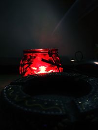 Close-up of illuminated lighting equipment