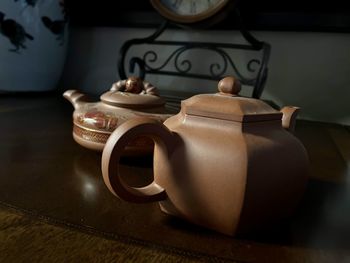 Close-up of coffee cup on table