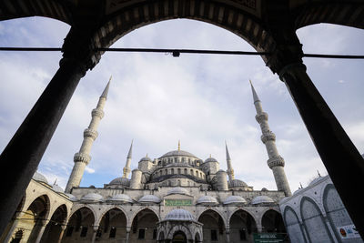 Low angle view of istanbul blue mosque against sky