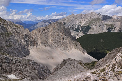 Panoramic view of landscape and mountains against sky