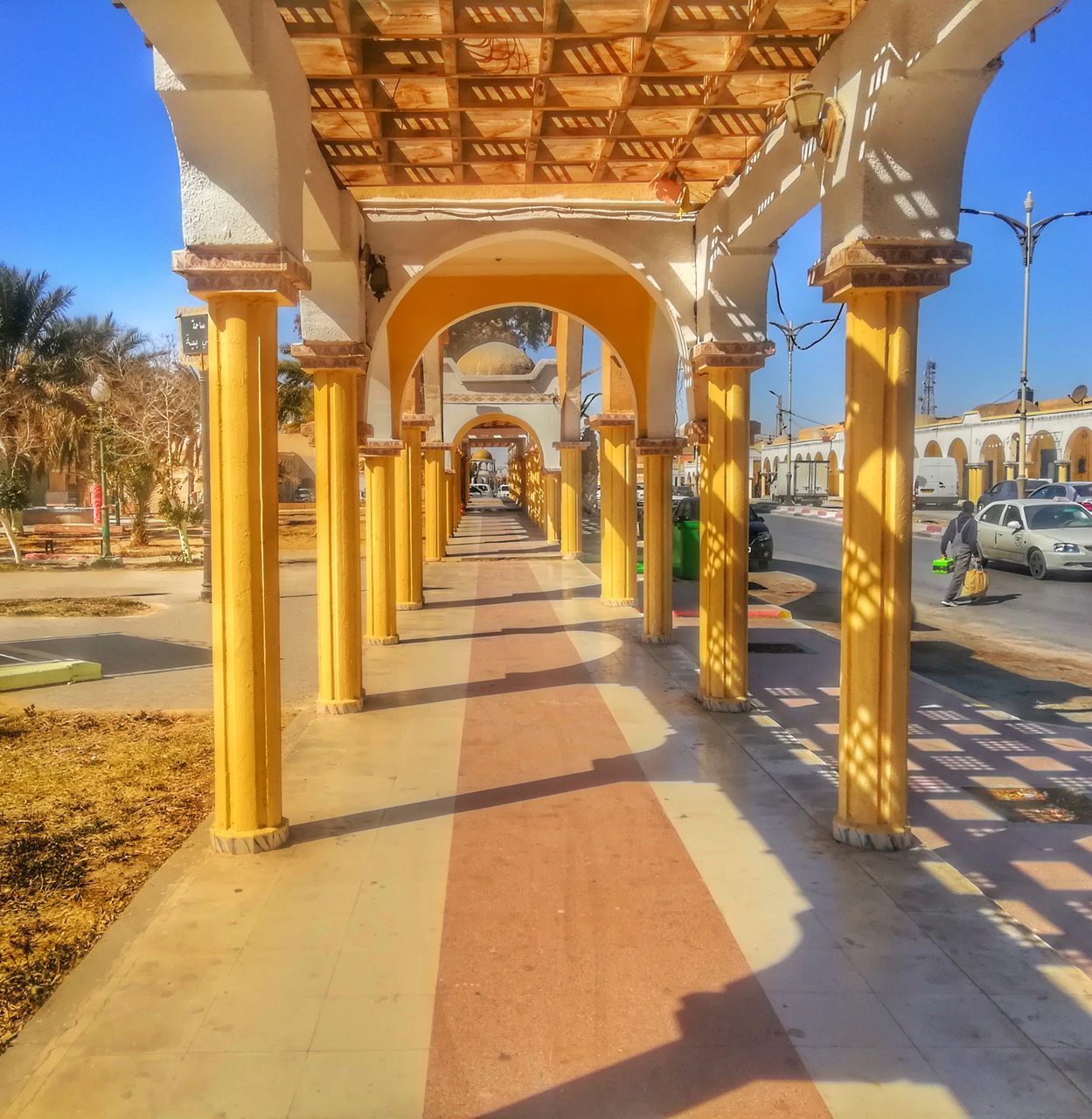 CORRIDOR OF BUILDING WITH COLONNADE