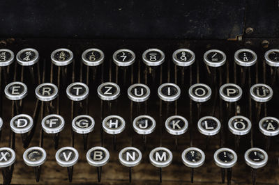 High angle view of computer keyboard on table