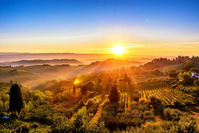 Scenic view of landscape against sky during sunset