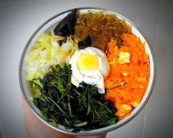 High angle view of food in bowl