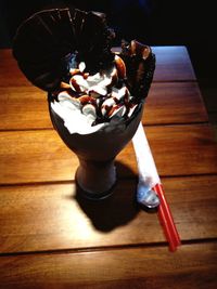 Close-up of ice cream on table