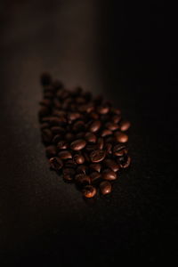 High angle view of coffee beans on table