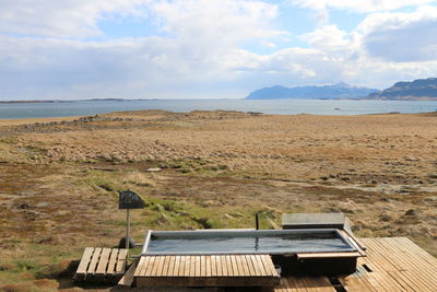Scenic view of beach against sky