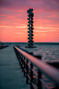 Scenic view of sea against orange sky