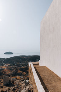 Scenic view of sea against clear sky in serifos, greece, cyclades island, aegean sea , landscape 