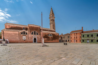 Low angle view of old building against sky