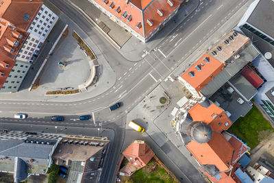 High angle view of cars on street