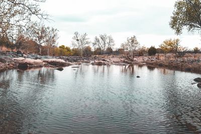 Scenic view of lake against sky