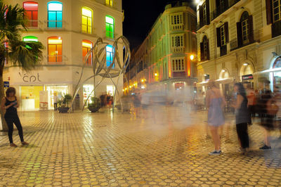 View of city street at night