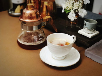 Close-up of coffee on table