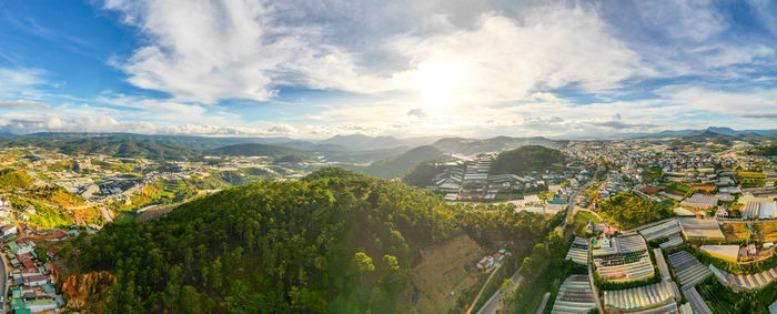 Stunning 360 panorama of da lat's mountain skyline