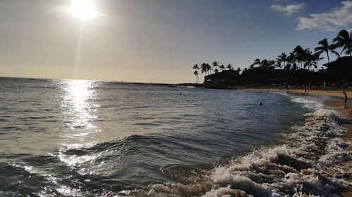 Sun shining over sea
