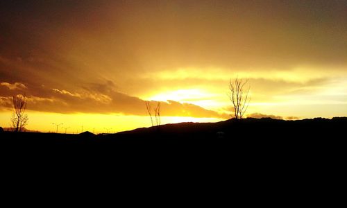 Silhouette of landscape at sunset