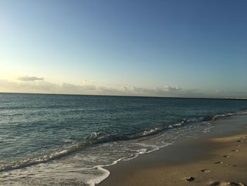 Scenic view of sea against clear sky