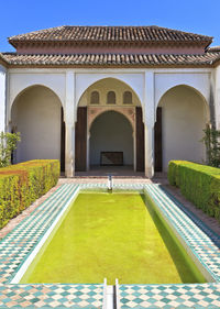 View of swimming pool against building