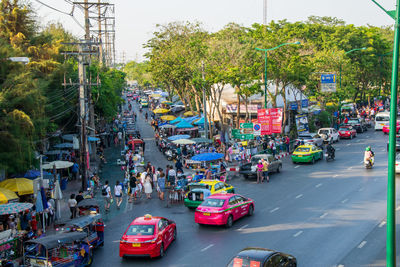 Traffic on road in city